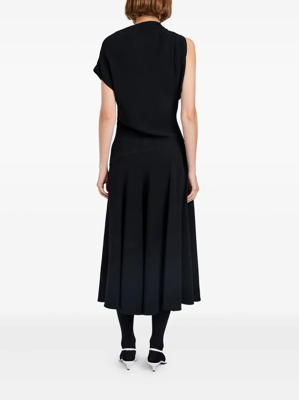 Proenza Schouler Rue Asymmetric Embellished Draped Crepe Dress In Black