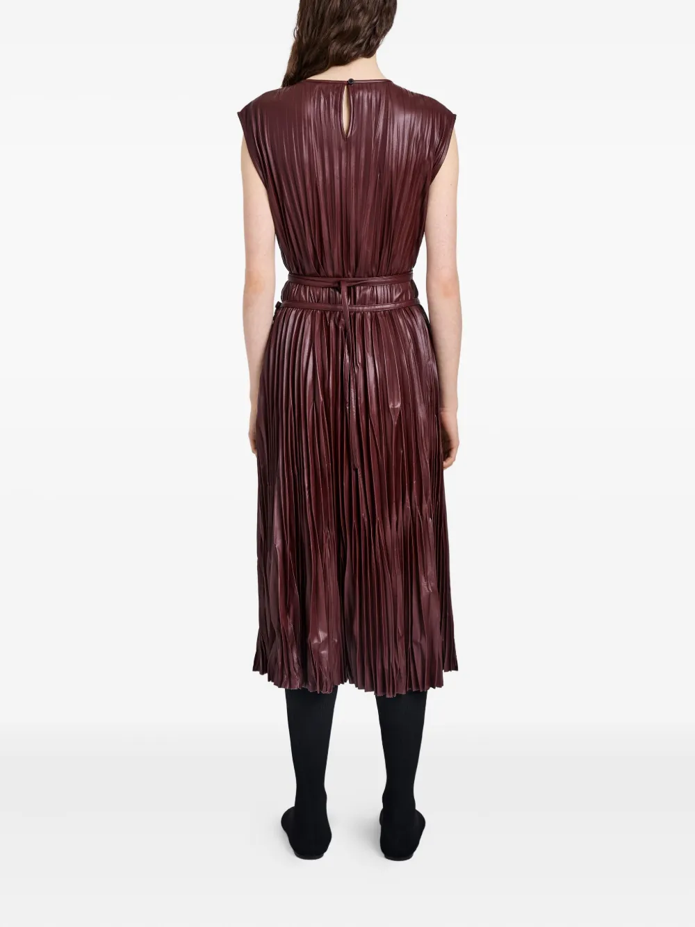 Proenza Schouler White Label Rosalyn geplooide leren midi-jurk Rood