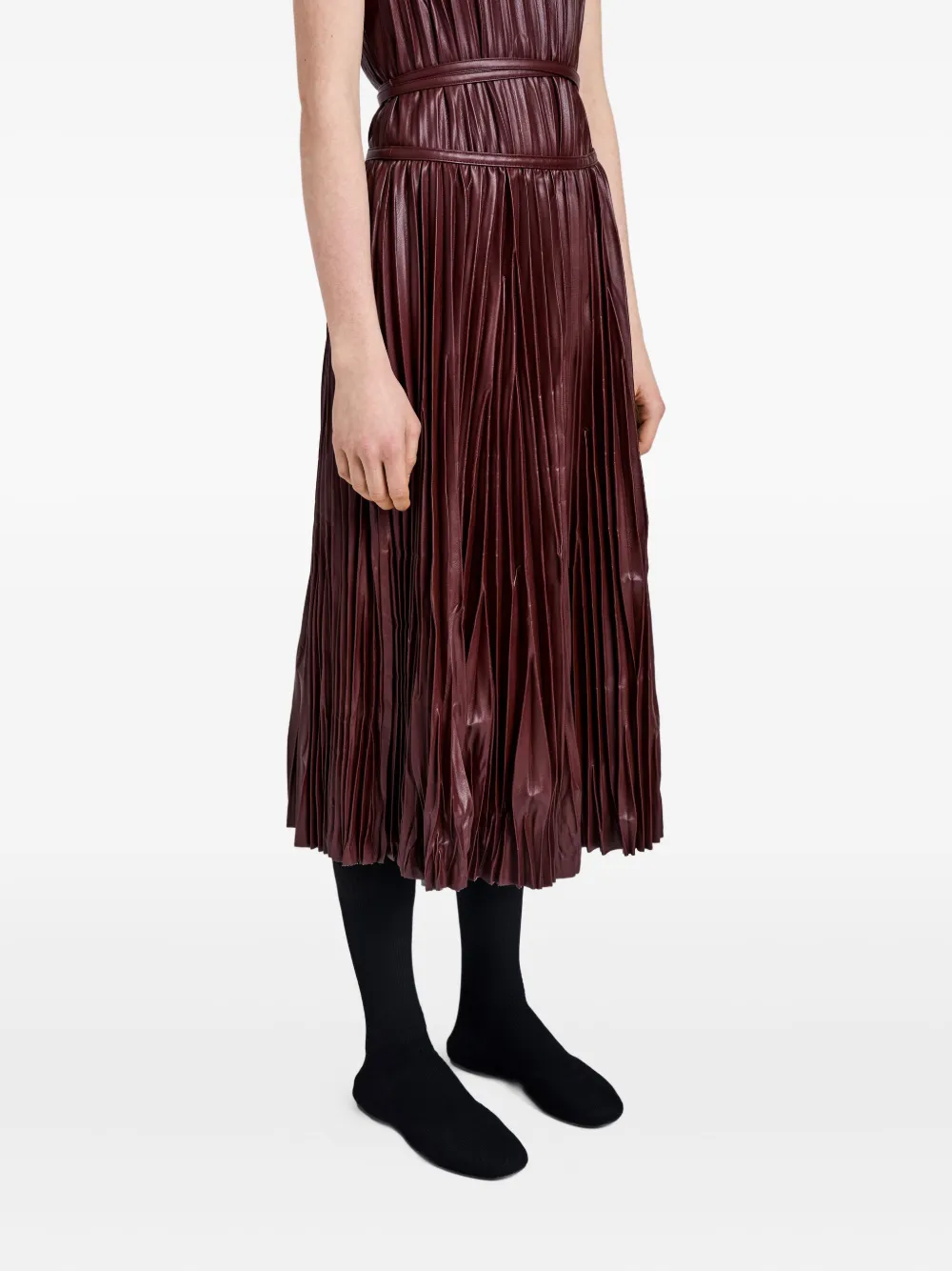 Proenza Schouler White Label Rosalyn geplooide leren midi-jurk Rood