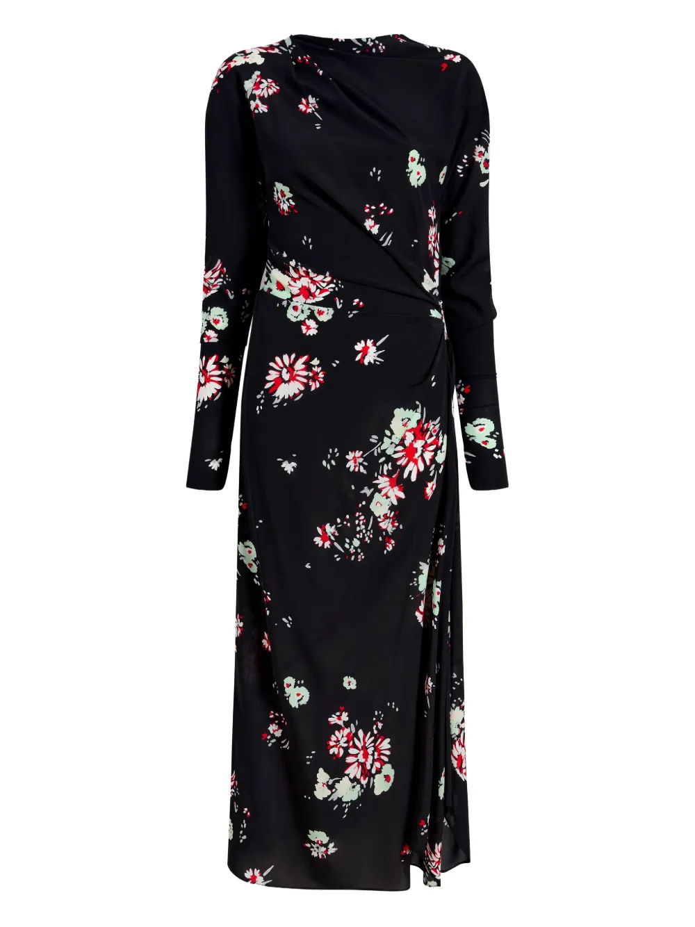 Proenza Schouler floral-print draped asymmetric day dress | Black | Image 1