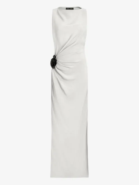 Proenza Schouler rose-embellished draped maxi evening dress