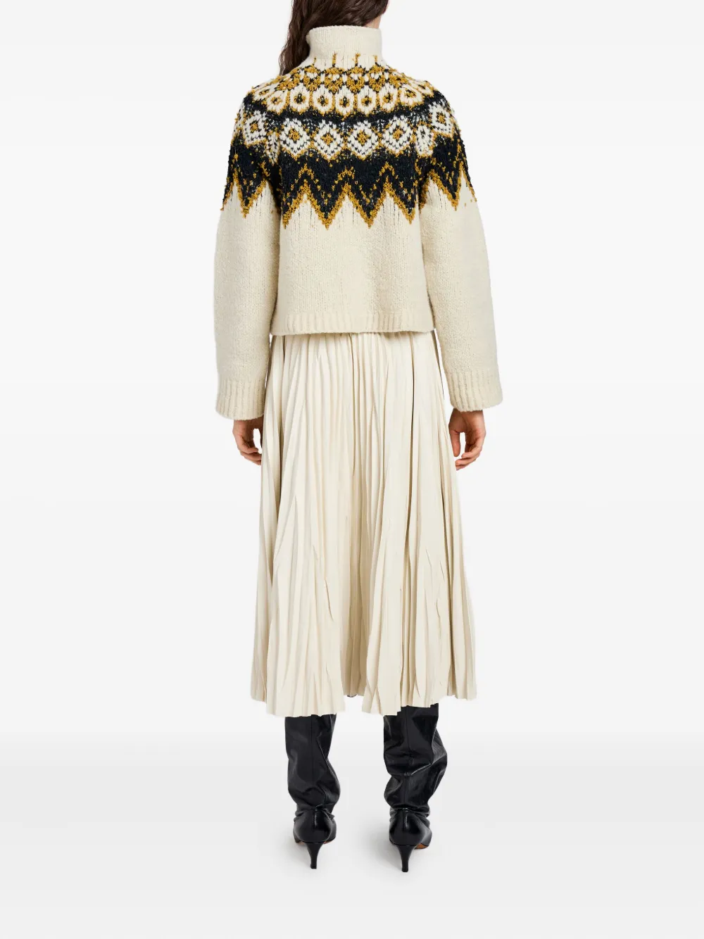 Proenza Schouler White Label Lizzy Sweater In Textured Fair Isle Cream Multi In Neutral