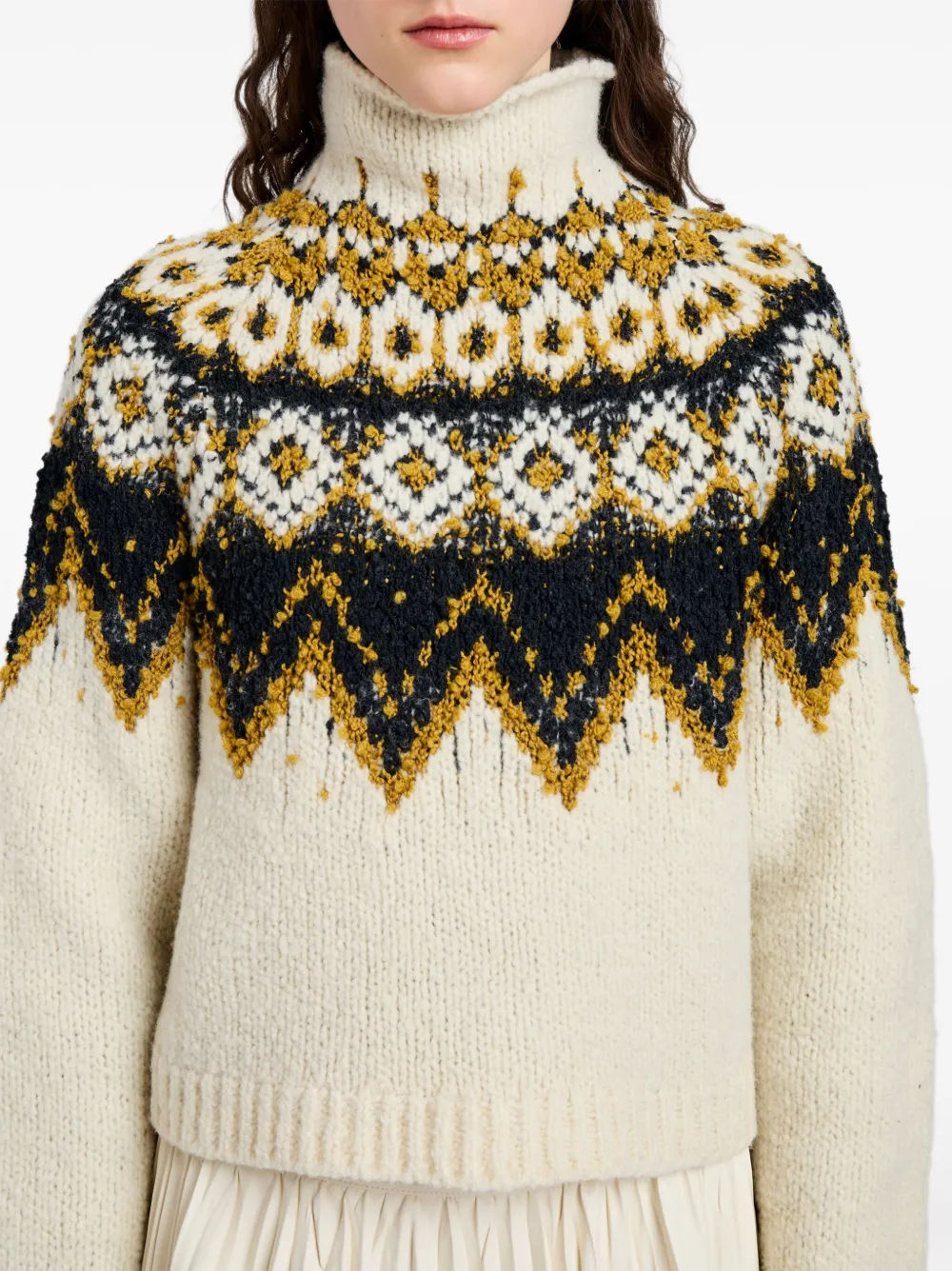 Proenza Schouler White Label Lizzy Sweater In Textured Fair Isle Cream Multi In Neutral