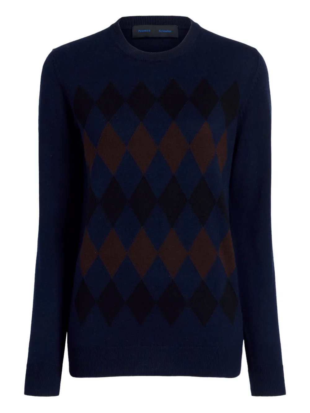 Proenza Schouler diamond-pattern merino wool-silk blend sweater | Blue | Image 1