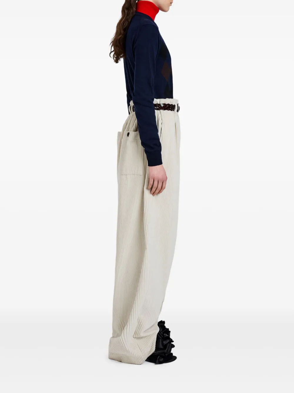 Proenza Schouler Diamond-pattern Merino Wool-silk Blend Sweater In Blue