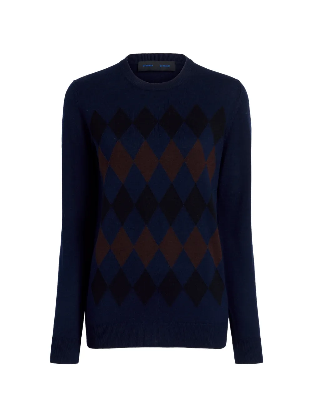 Proenza Schouler Trui van merinowol-zijdeblend met diamantpatroon Blauw