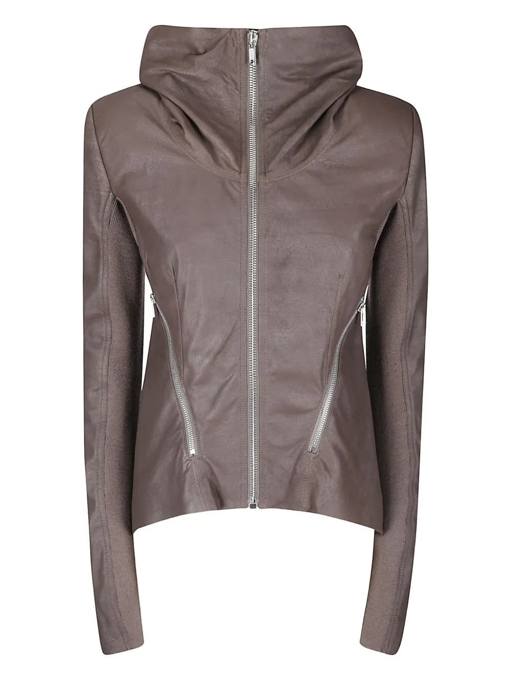 Rick Owens Naska zip-front leather biker jacket - Marrone