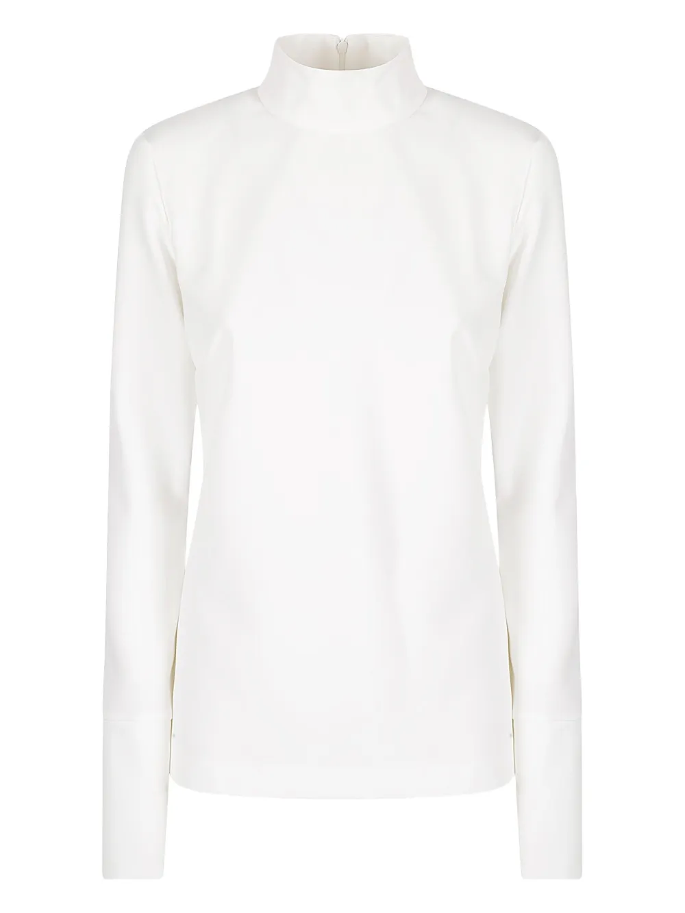 The Latest High-collar Long-sleeved Top With Back Zipper In White