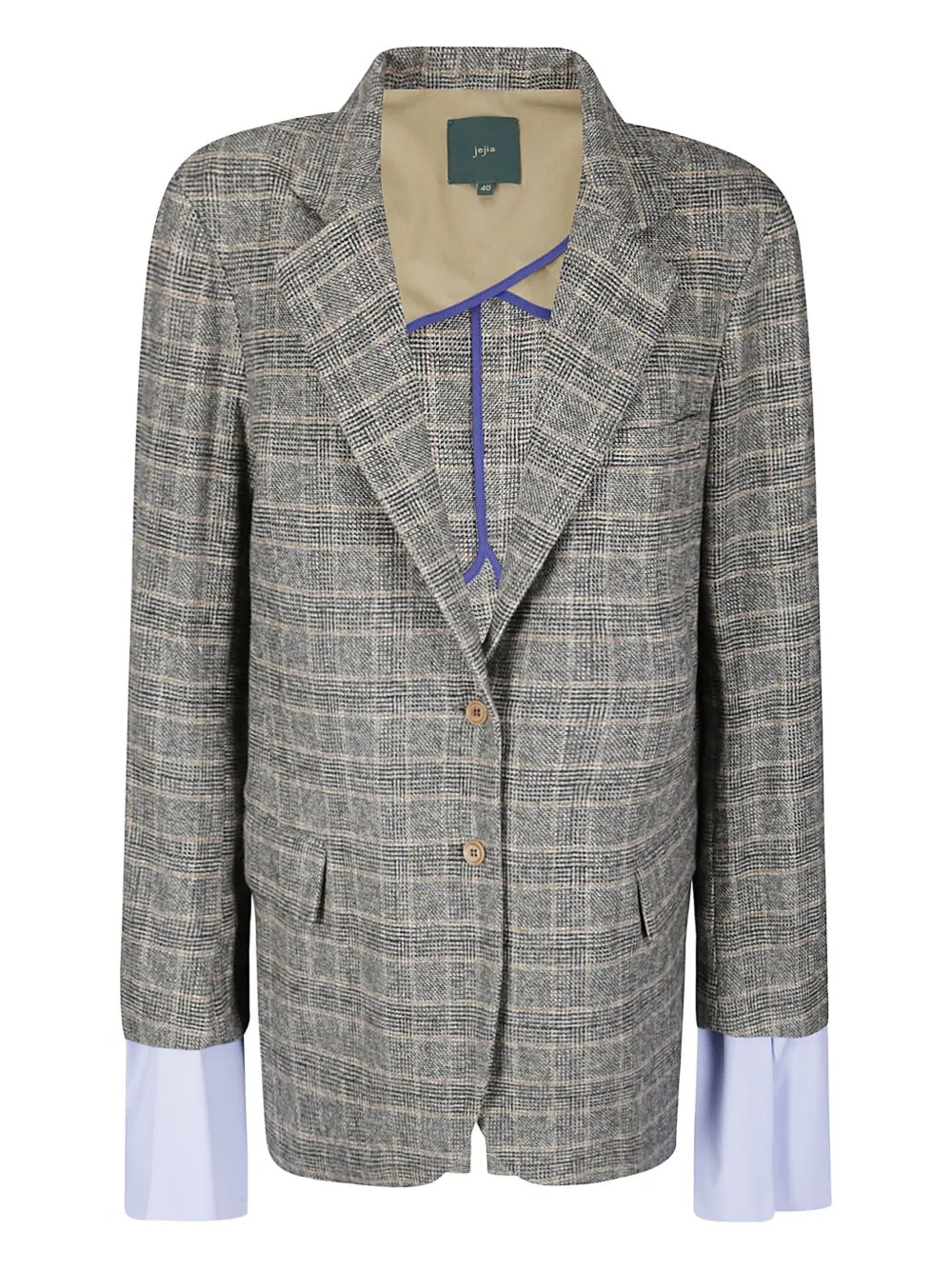 Jejia Birkin check-pattern double-cuff blazer | Grey | Image 1