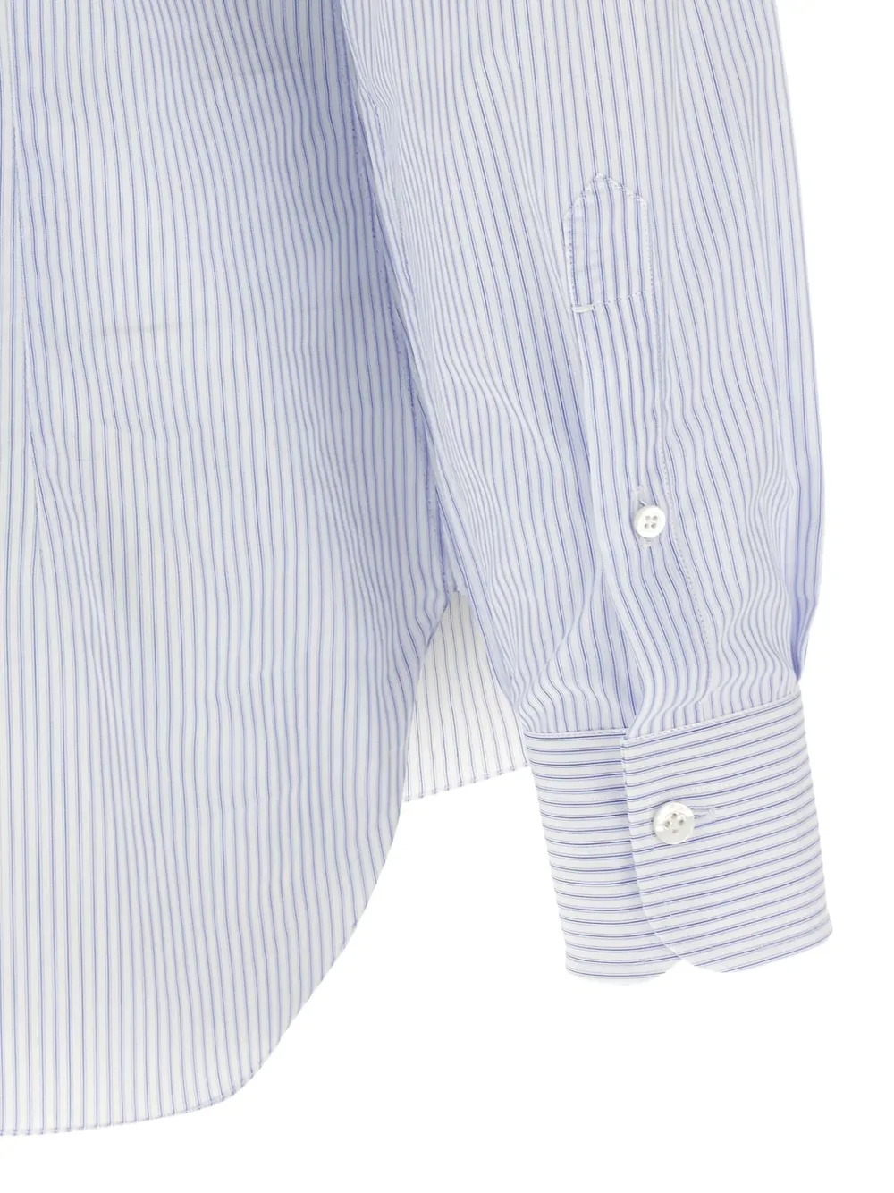 Barba Napoli Vertical Stripe Cotton Poplin Shirt With Structured Collar In Blue