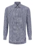 Barba gingham-pattern cotton shirt - Blue