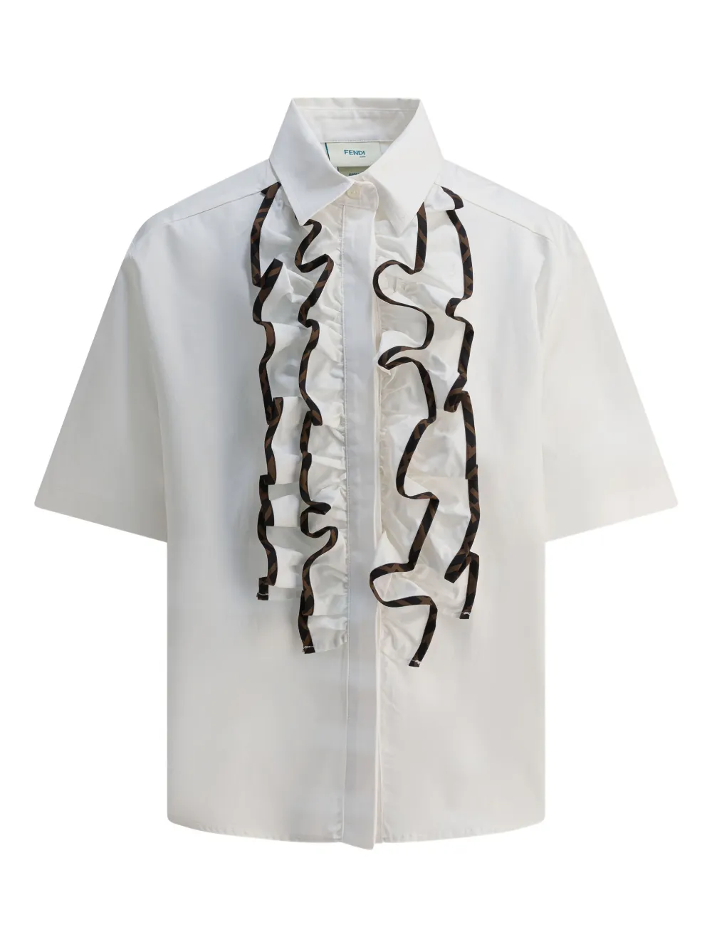 Fendi Kids ruffled cotton shirt - ホワイト Fendi Kids ruffled cotton shirt - ホワイト
