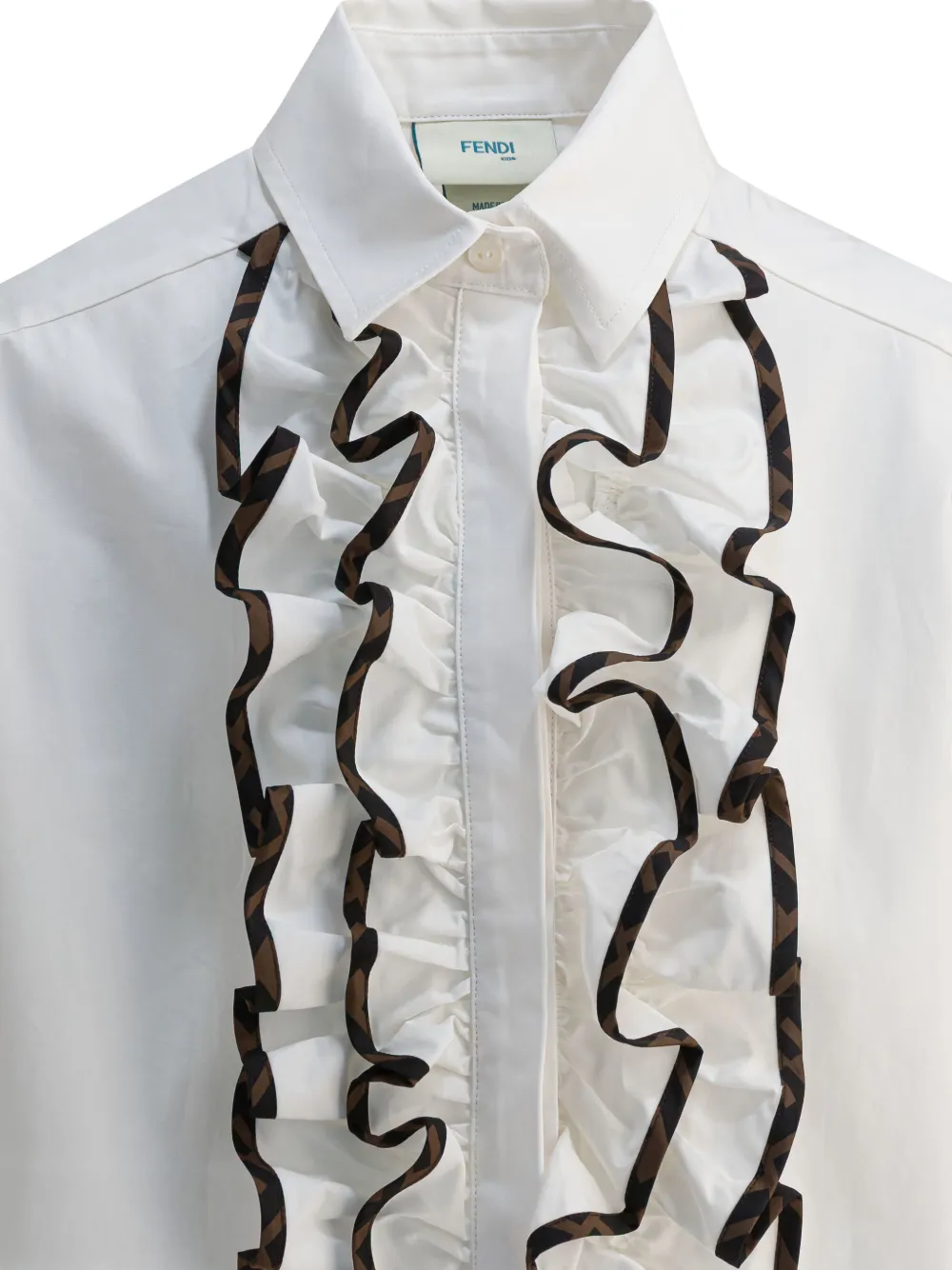 Fendi Kids Katoenen shirt met ruches Wit