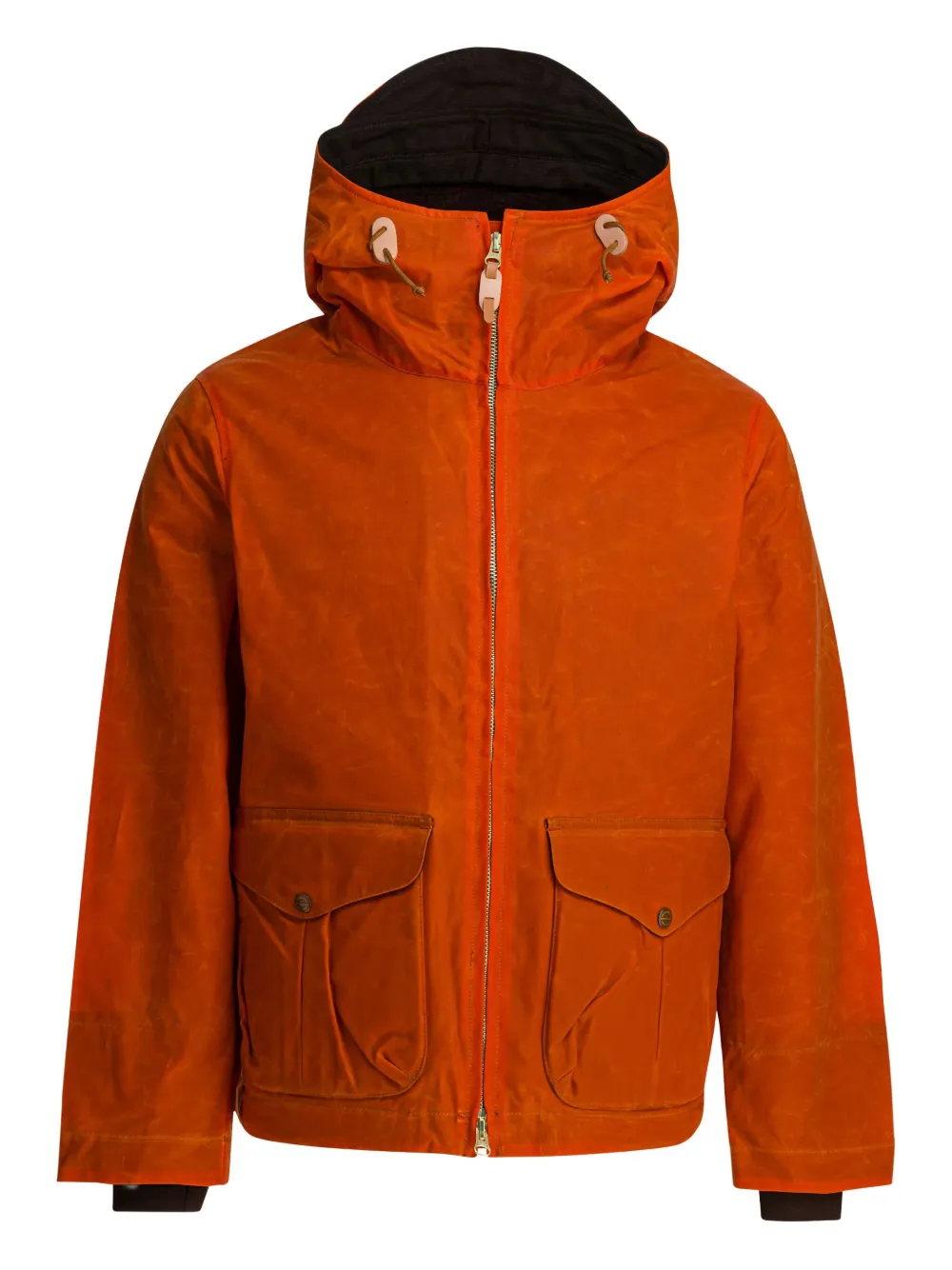 Ceccarelli Hooded Cotton Jacket In Orange
