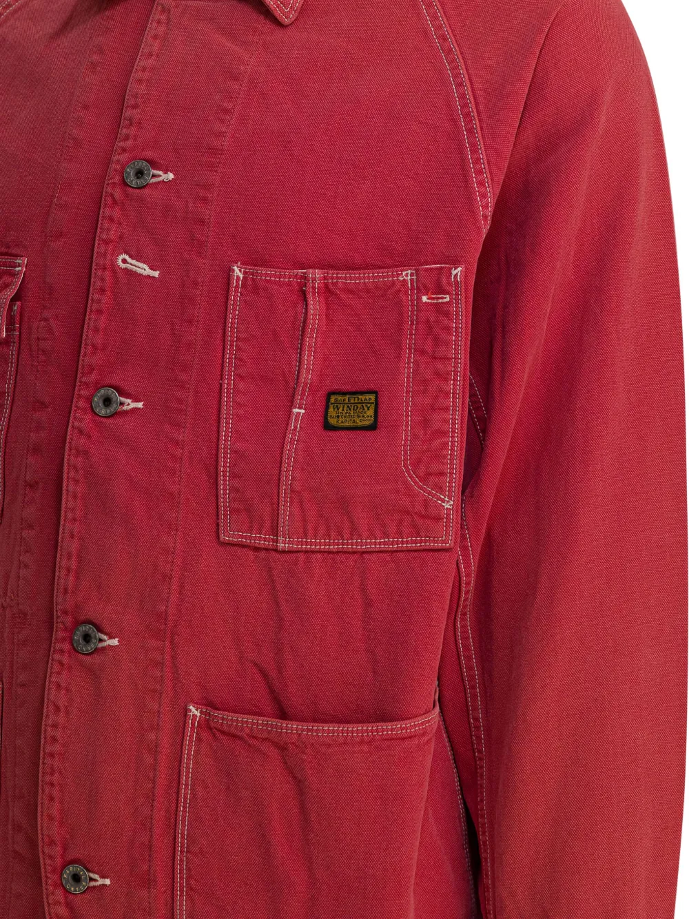 KAPITAL Katoenen twill shirtjack met opgestikte zak Rood