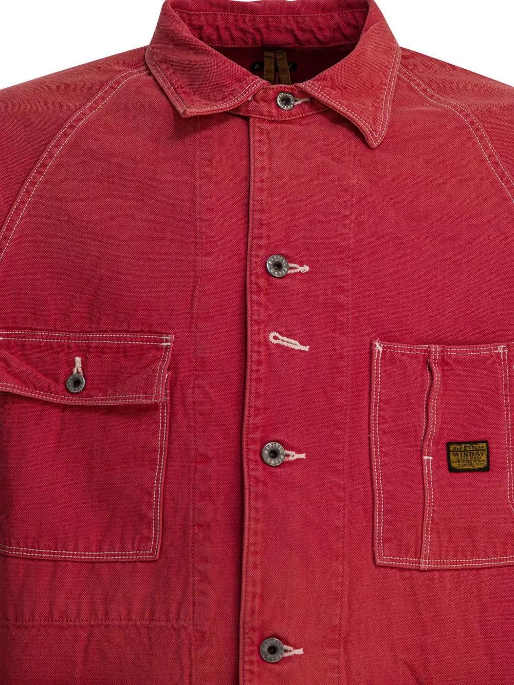 KAPITAL Katoenen twill shirtjack met opgestikte zak Rood