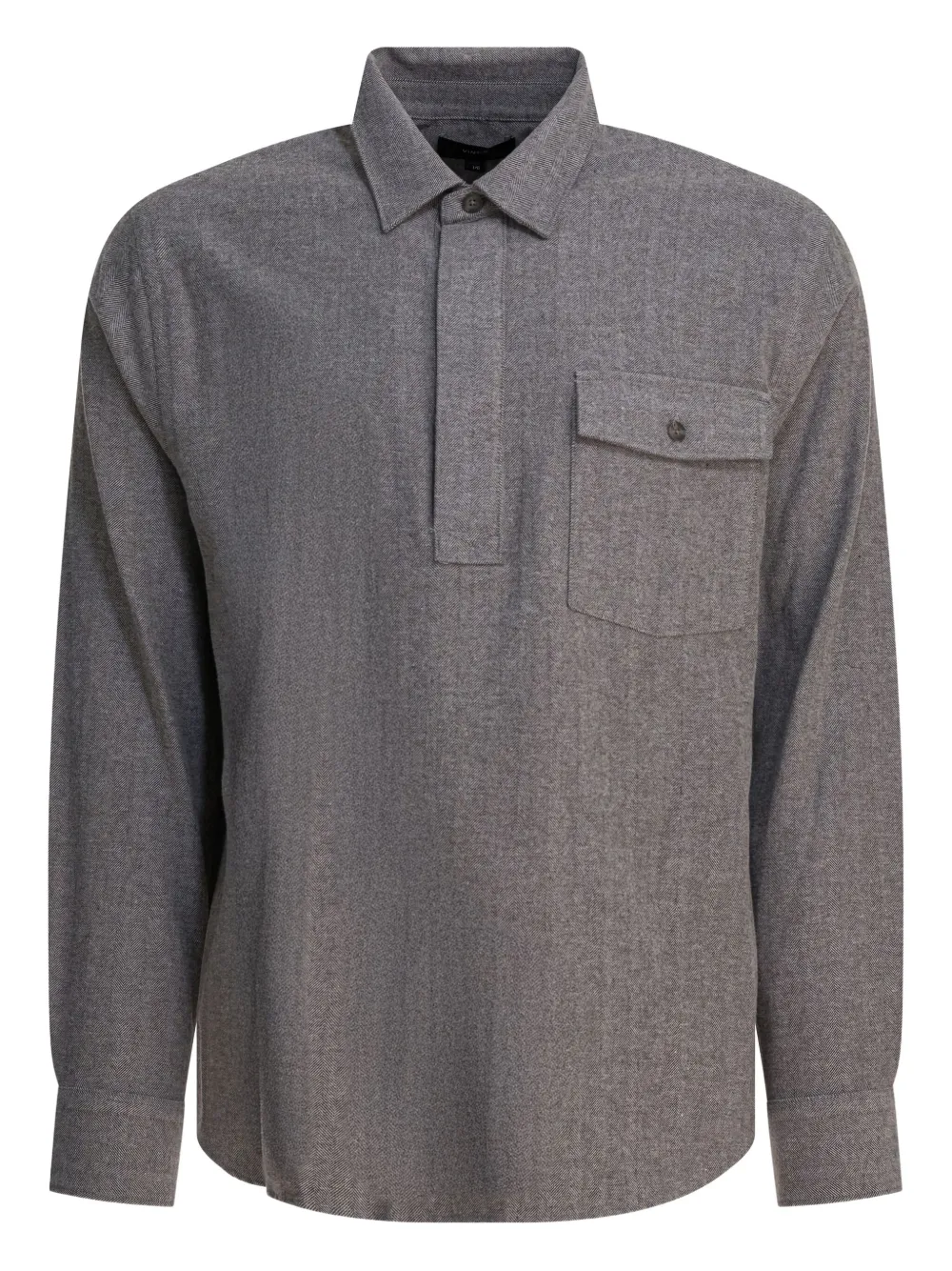Vince Herringbone Shirt With Buttoned Collar And Cuffs In Gray