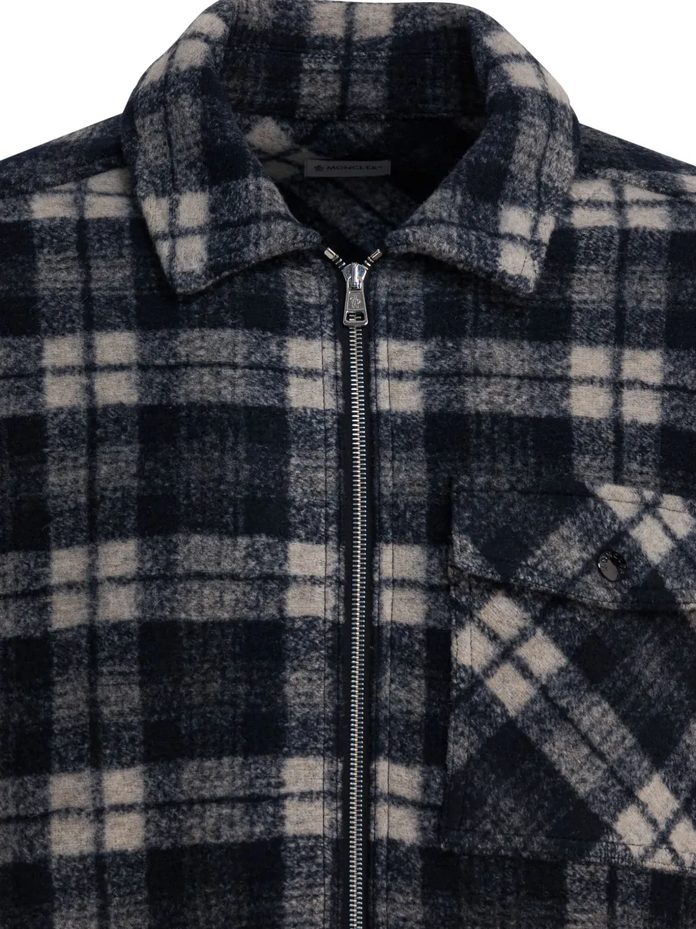 Moncler Checked Shirt Jacket In Black