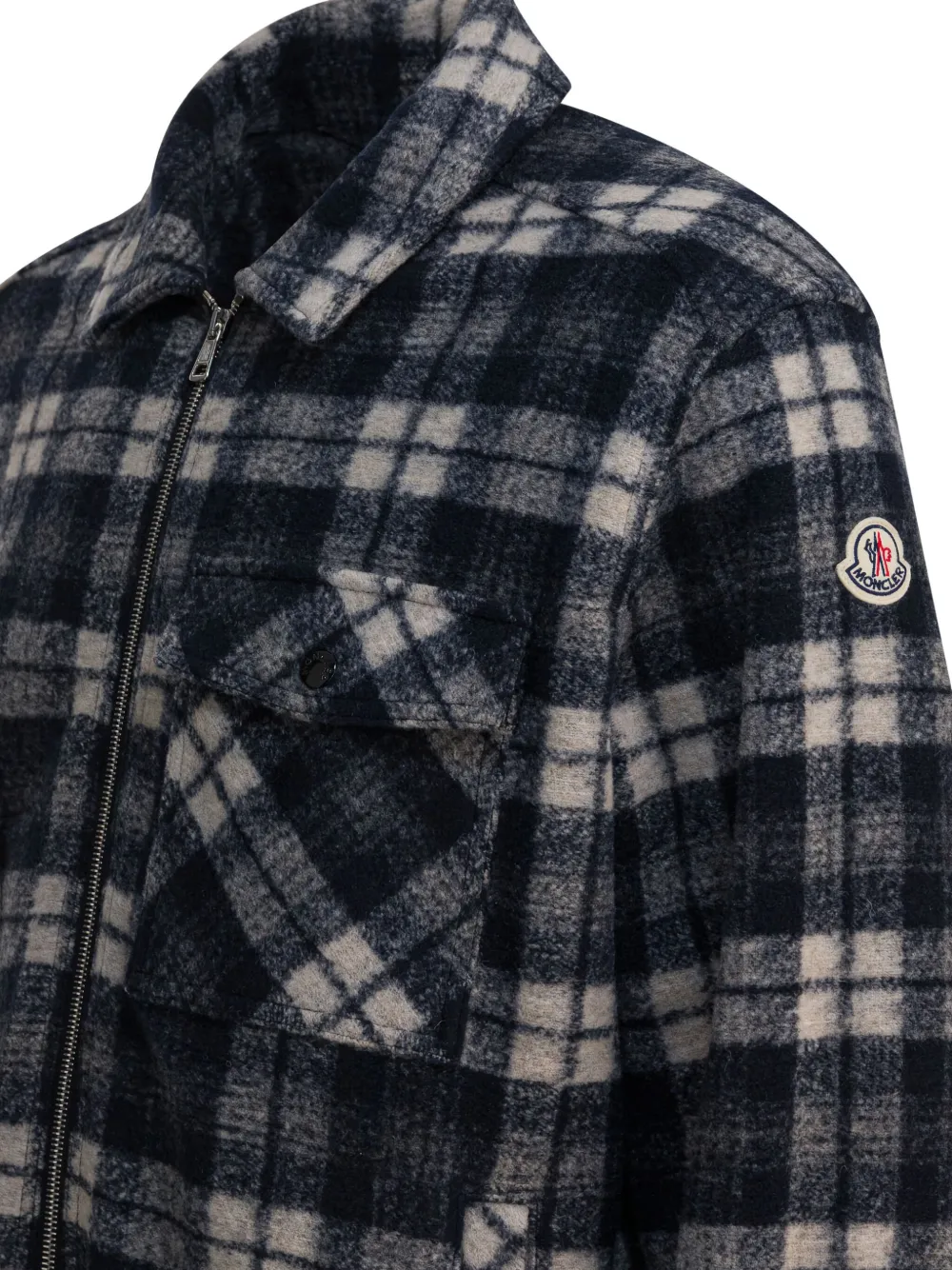 Moncler Checked Shirt Jacket In Black
