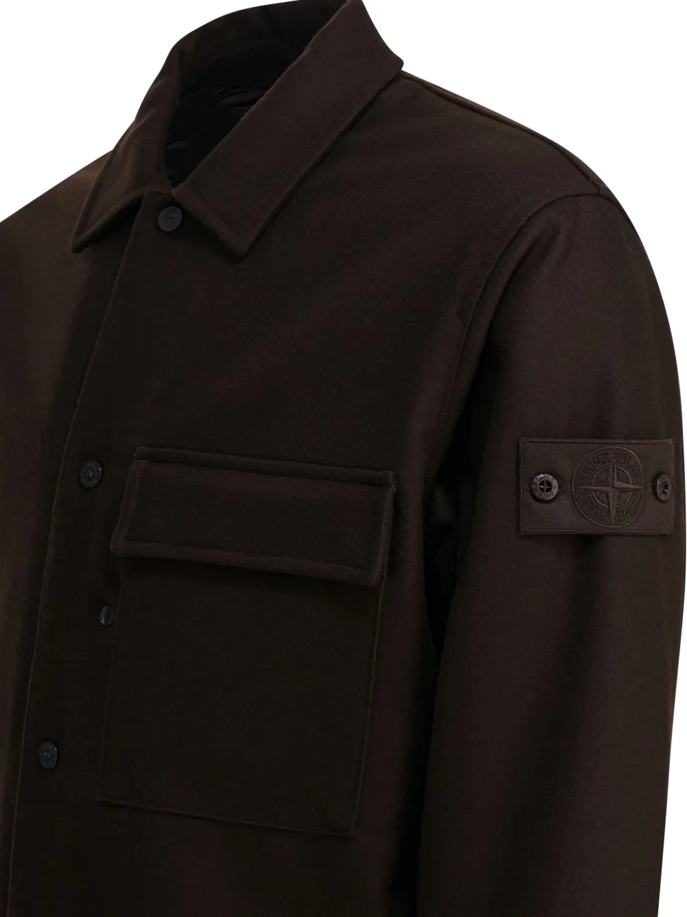 Stone Island Patch-pocket Buttoned Shirt Jacket In Brown