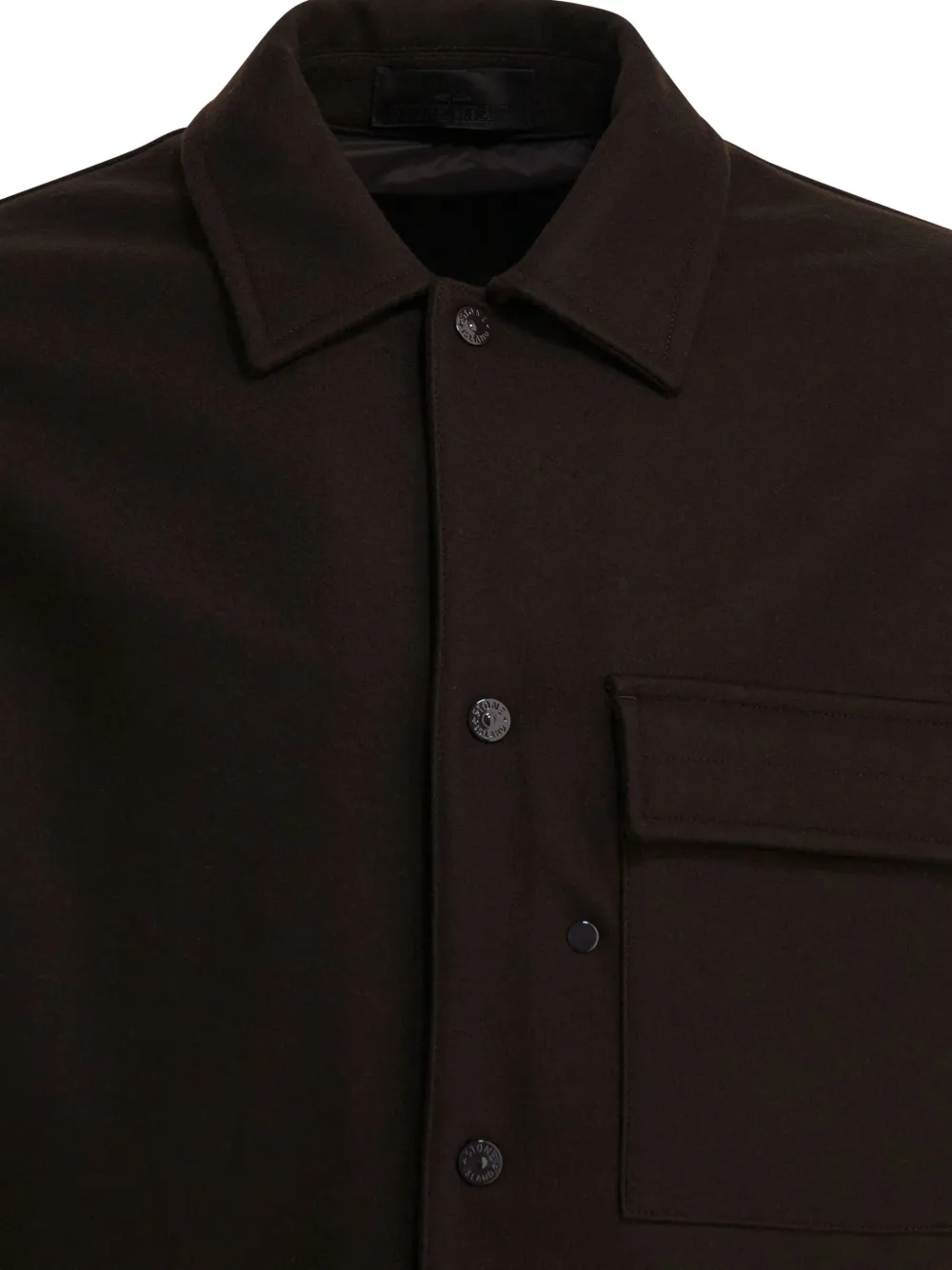 Stone Island Patch-pocket Buttoned Shirt Jacket In Brown