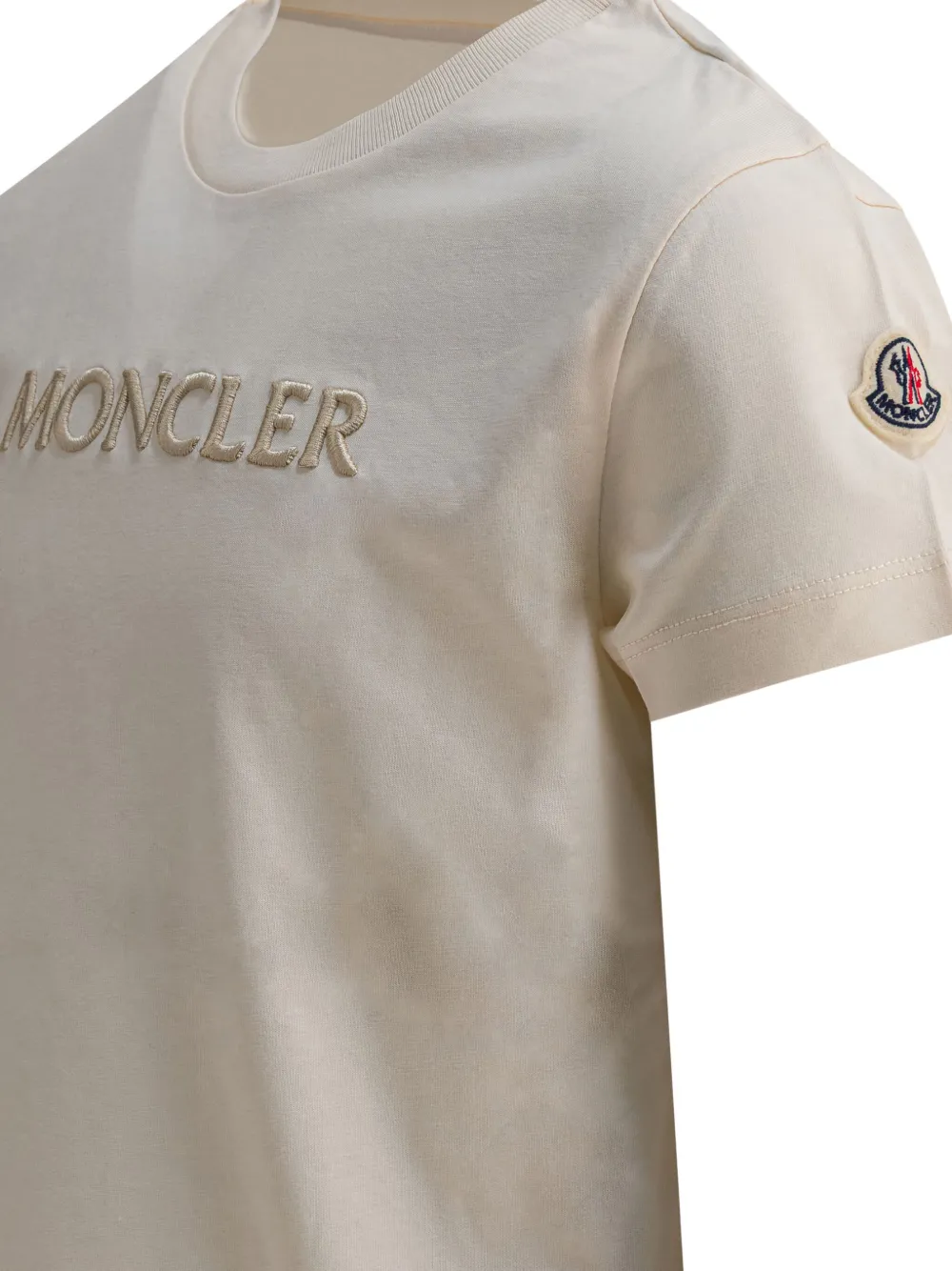 Moncler Enfant T-shirt met geborduurd logo Beige