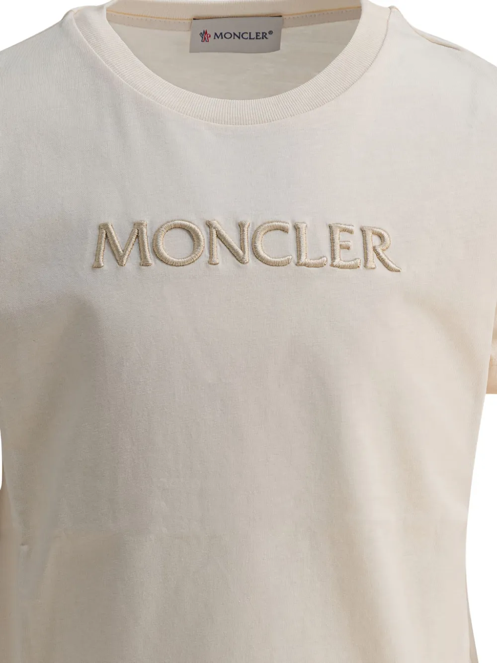 Moncler Enfant T-shirt met geborduurd logo Beige