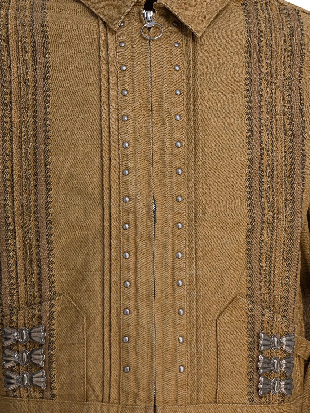  Kapital Pleated Studded Jacket - Brown 