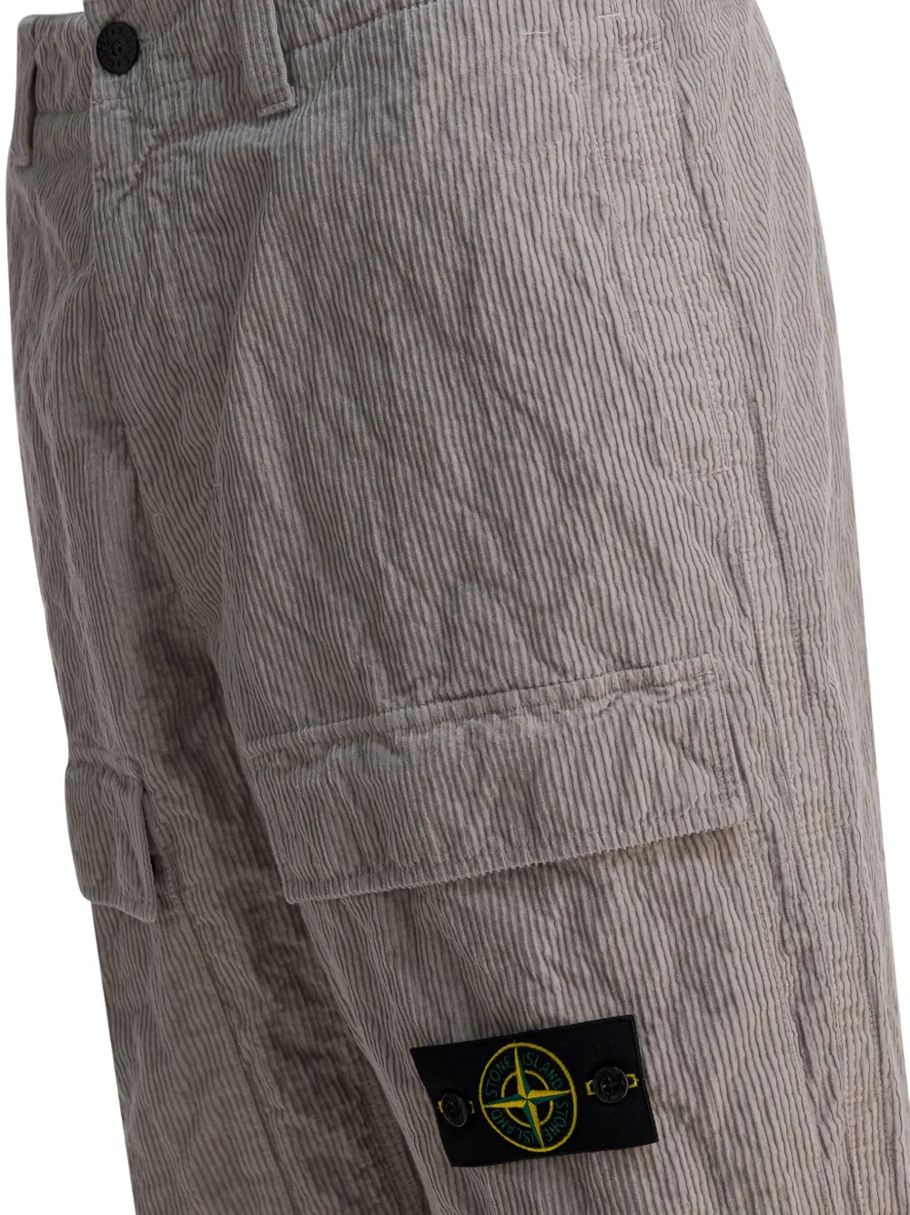 Stone Island Pinstripe-pattern Cargo-pockets Trousers In Gray