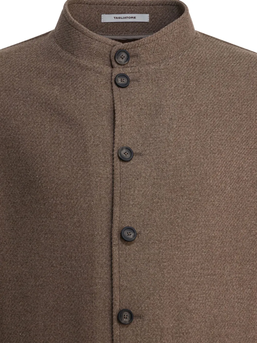 Tagliatore Stand Collar Long Sleeves Front Pockets Coat In Brown