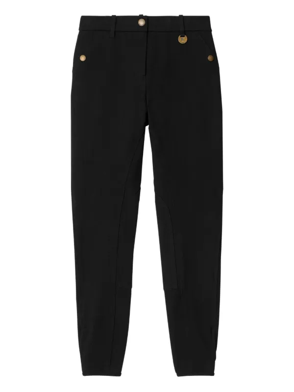 Burberry Herringbone Stretch Cotton Jodhpurs Trousers in Black