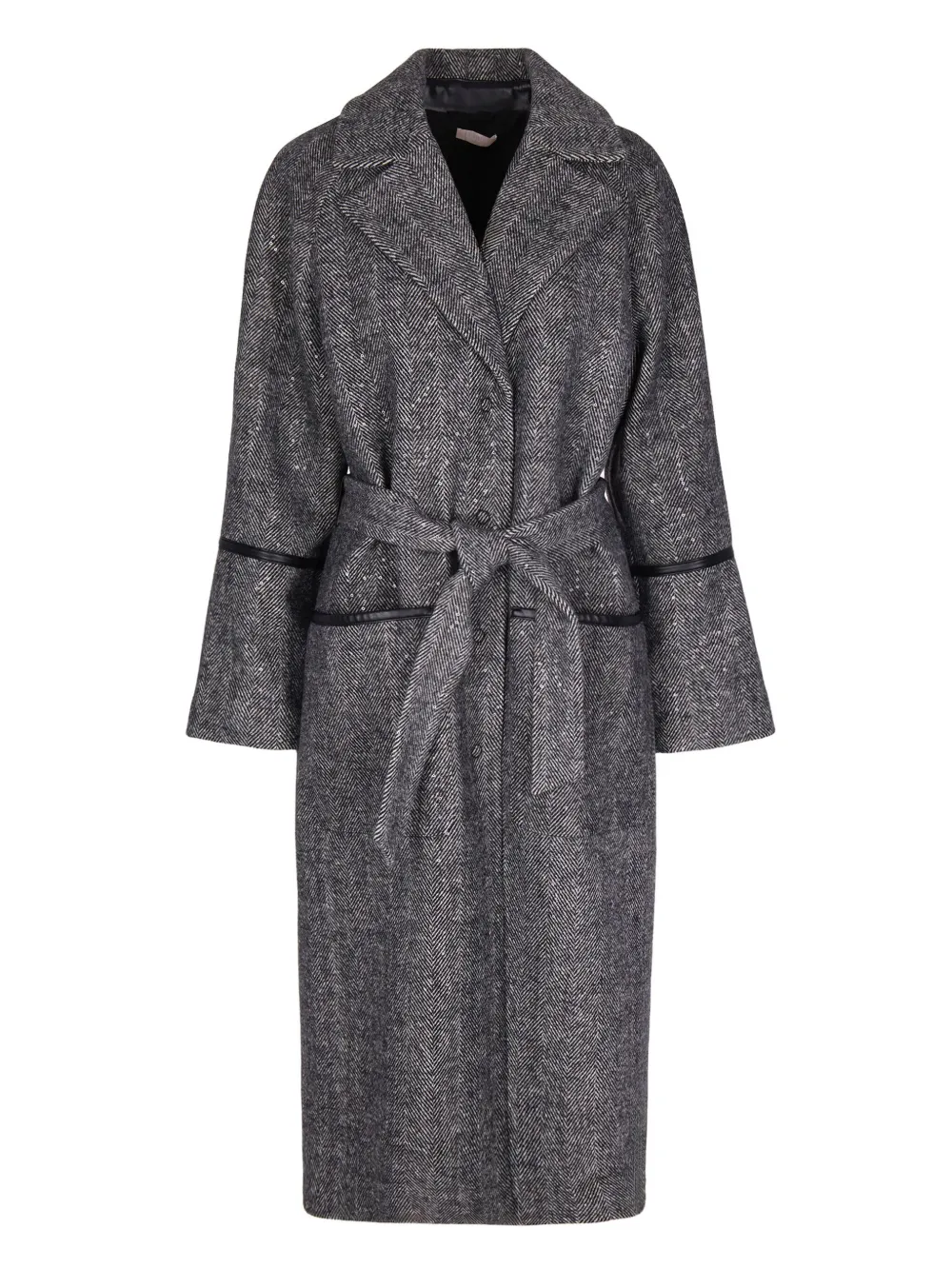 LIU JO sequin-embellished herringbone-pattern coat - ブラック LIU JO sequin-embellished herringbone-pattern coat - ブラック