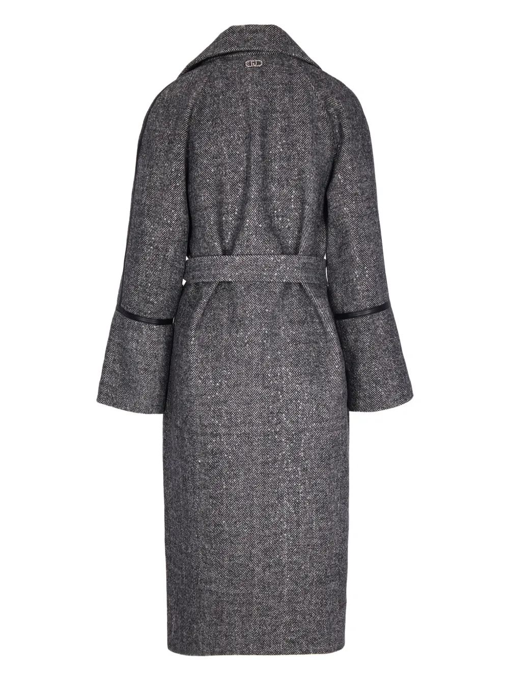 Liu •jo Sequin-embellished Herringbone-pattern Coat In Black