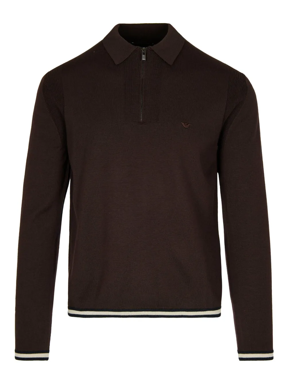 Emporio Armani half-zip rib-detail polo shirt | Brown | Image 1