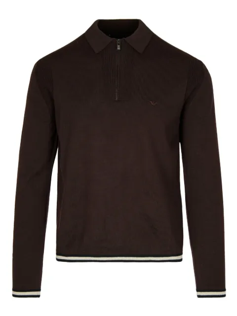 Emporio Armani half-zip rib-detail polo shirt