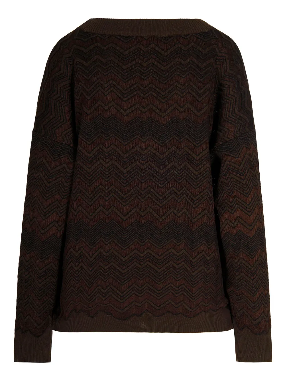 Missoni Womens Solid Color Brown Chevron V-neck Knitted Jumper In Brown