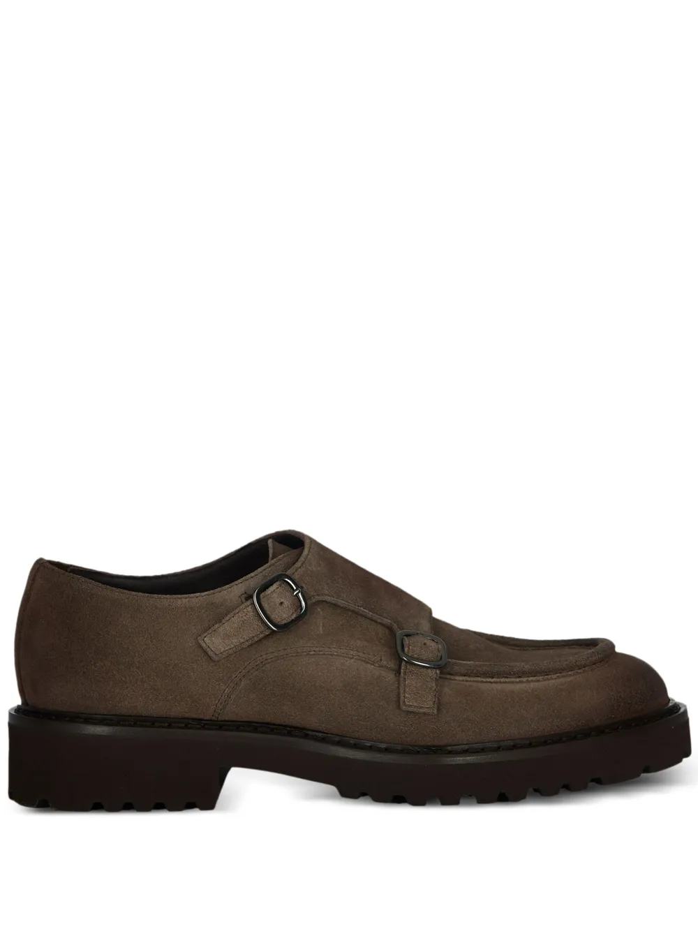Doucal's double-buckle suede monk shoes - ブラウン Doucal's double-buckle suede monk shoes - ブラウン
