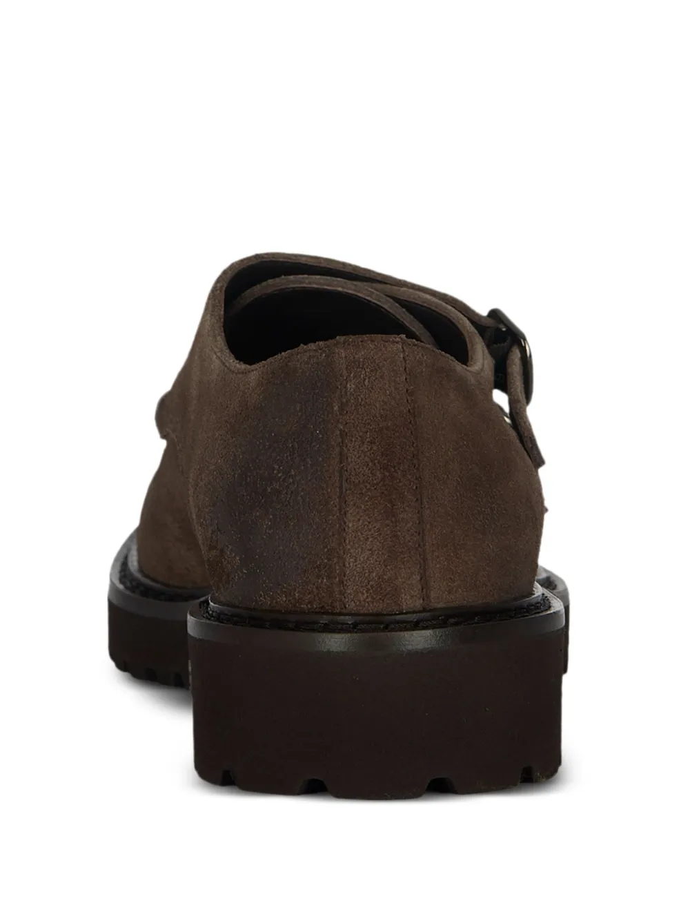 Doucal's double-buckle suede monk shoes Brown
