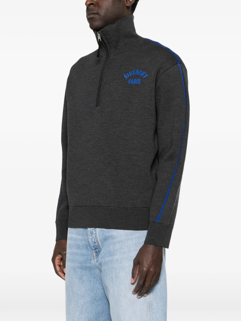  Givenchy Half-zipped Logo Sweater - Grey 