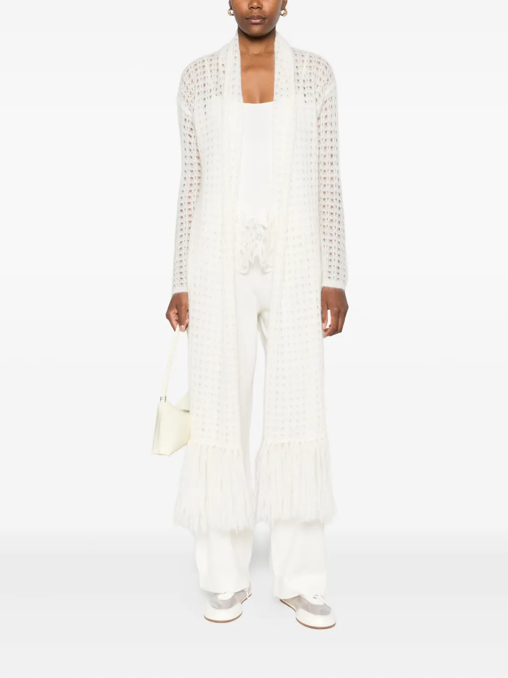 Fabiana Filippi Fringe-detail Open-front Cardigan In White