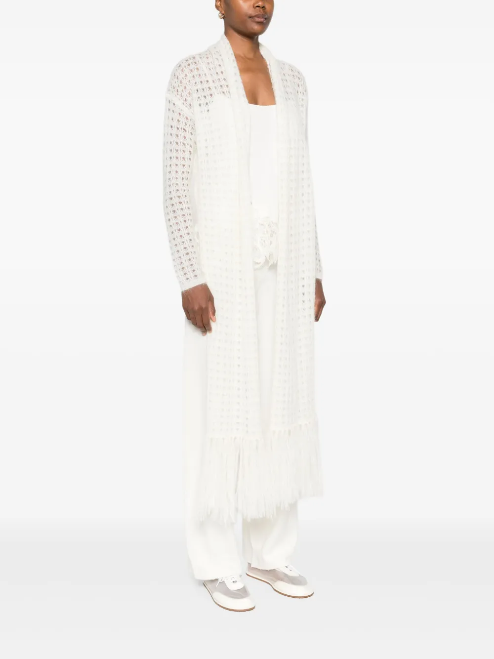 Fabiana Filippi Fringe-detail Open-front Cardigan In White