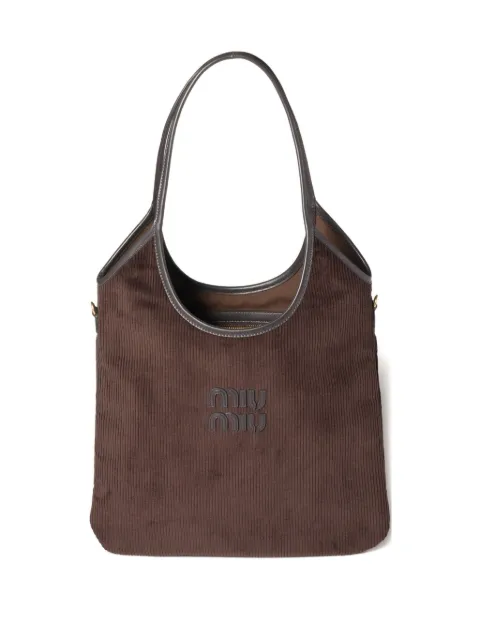 Miu Miu Ivy corduroy-logo shoulder bag