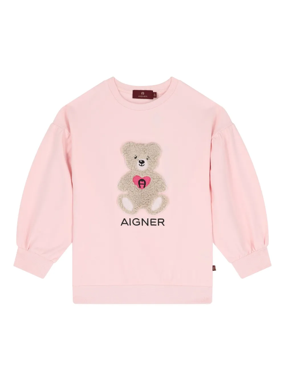 Aigner Kids sweatshirt med pufærmer og bamsetryk | lyserød | Image 1