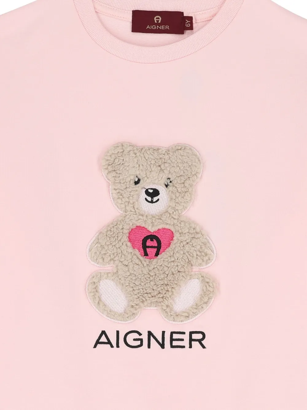 Aigner Kids Sweater met pofmouwen en teddybeerprint Roze