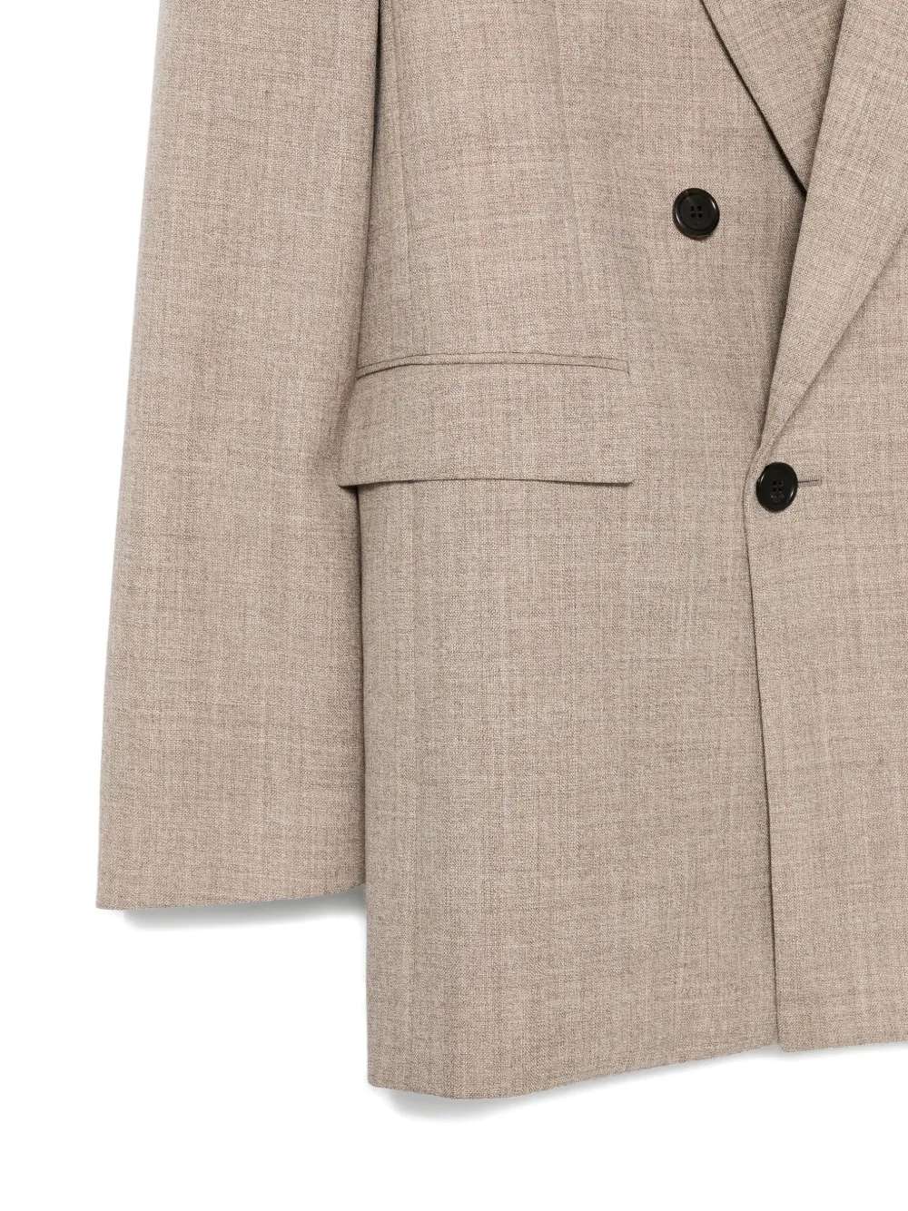 Saint Laurent Double-breasted Wool Blazer In Neutral