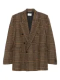 Saint Laurent double-breasted checked blazer - Brown