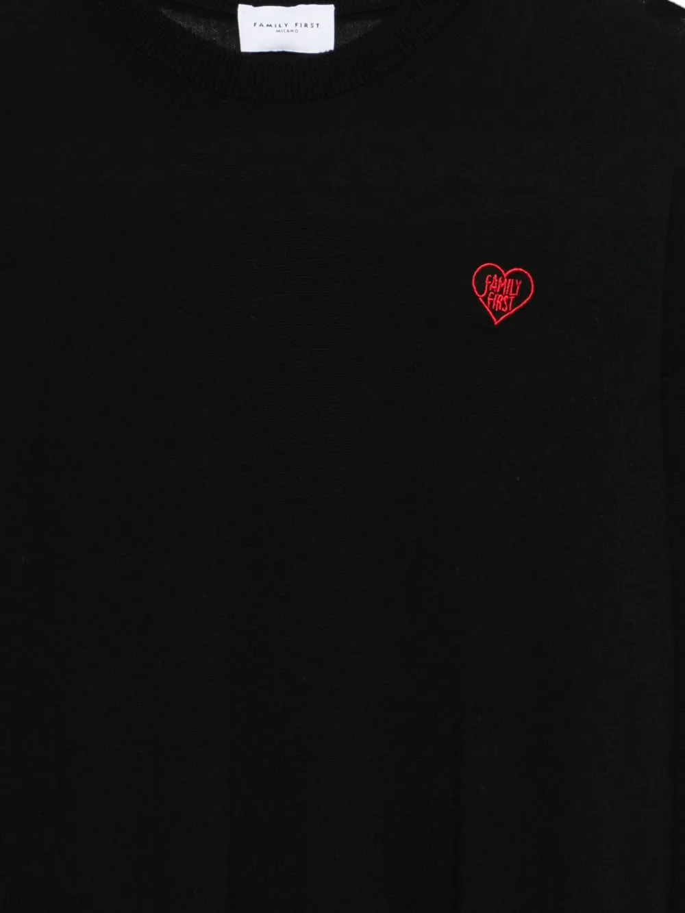 Family First Trui met geborduurd logo Zwart