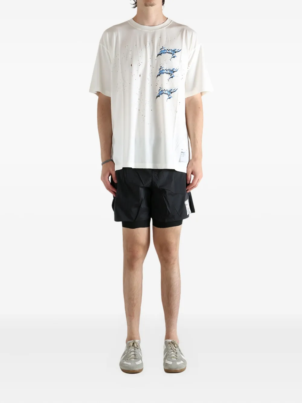 Satisfy MothTech distressed print T-shirt - Wit