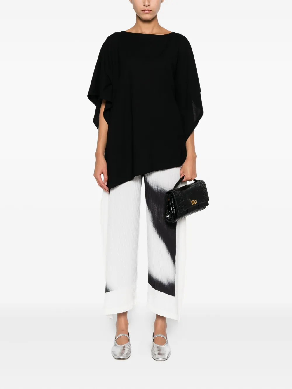 Issey Miyake Asymmetrische top - Zwart