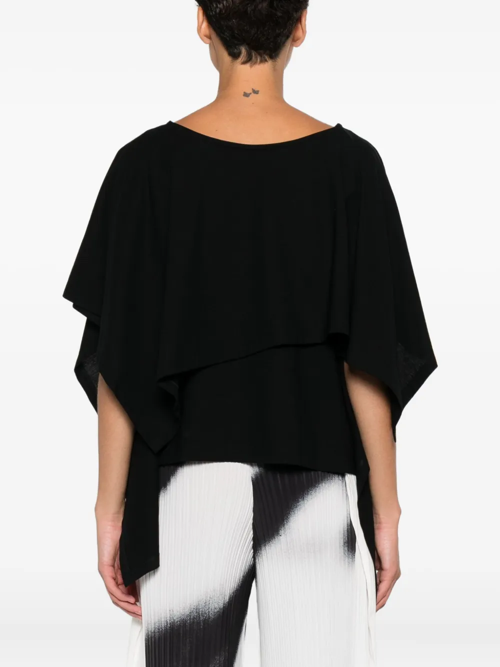 Issey Miyake Layered Asymmetric Top In Black
